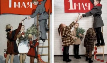 Школьники из Армавира воспроизвели советские первомайские открытки